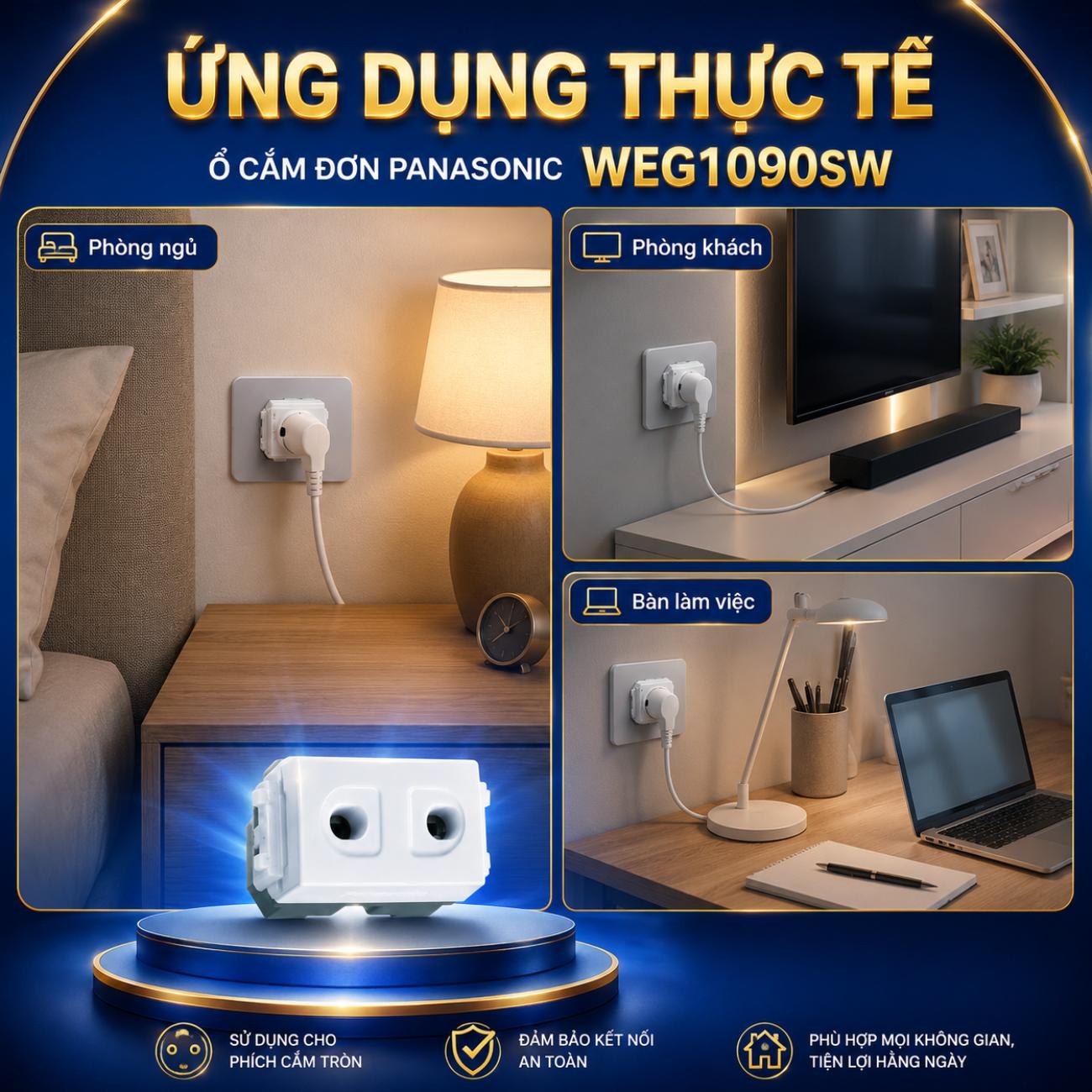Ổ cắm đơn Panasonic dùng cho phích cắm tròn 250VAC-16A